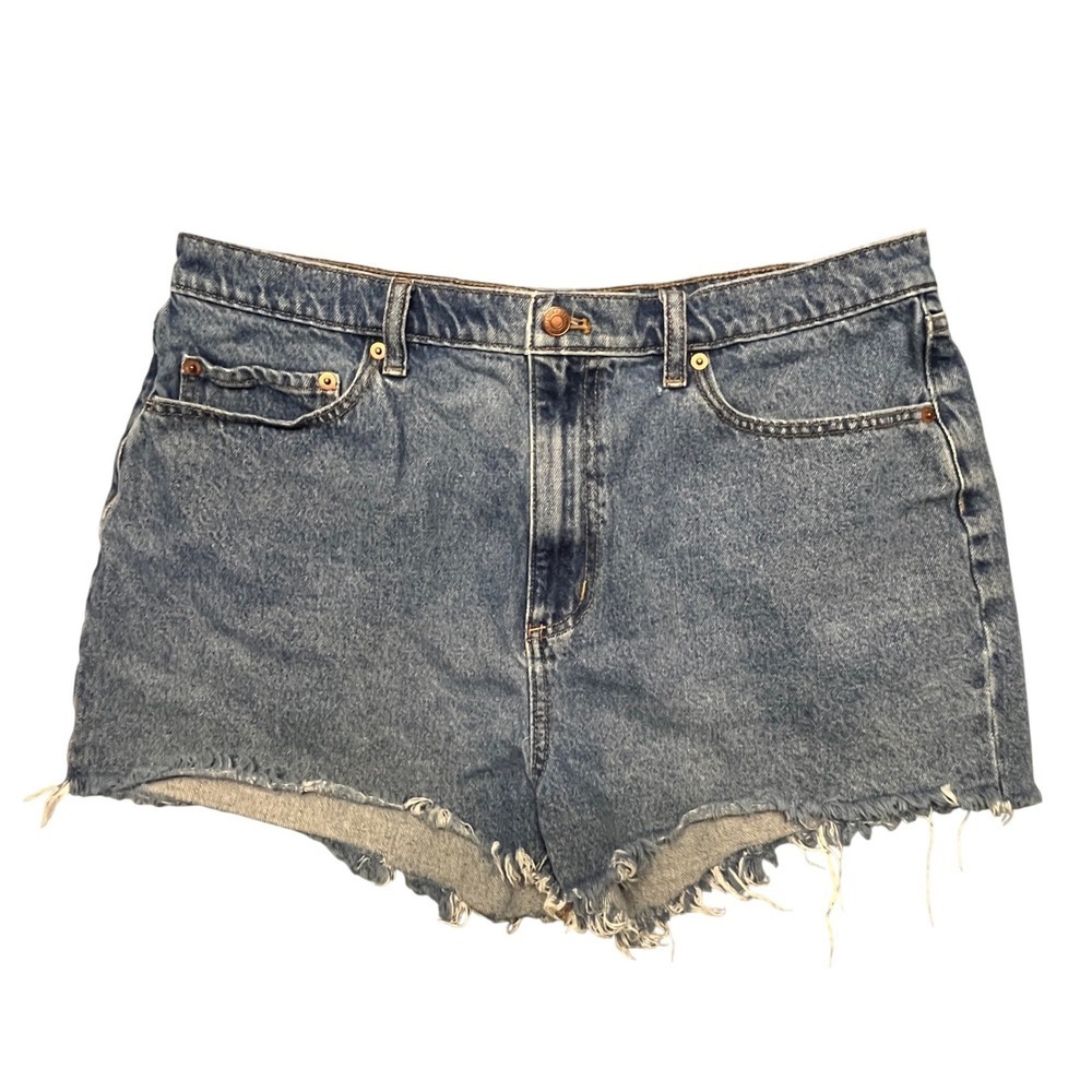 PINK Victorias Secret Denim Shorts Cutoff Frayed Hem Blue Size 32 Festival Boho